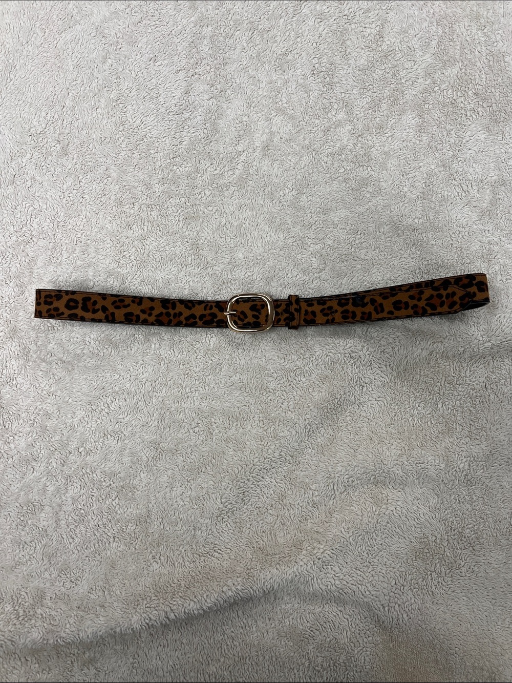 Leopard Print Slim Belt - Brown